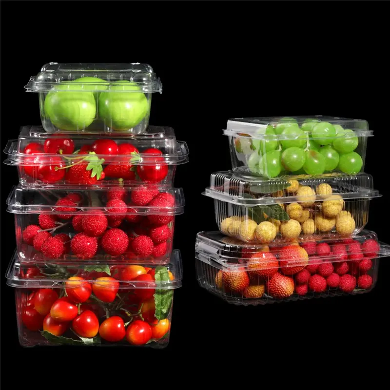 الغذاء الصف مخصص PET البلاستيك الشفاف صدفي الفاكهة مربع الفراولة Punnet التعبئة والتغليف للسوبر ماركت