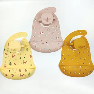 BPA Free Waterproof Silicone Customized Baby Bib Easy Clean Baby Silicone Bib For Babies