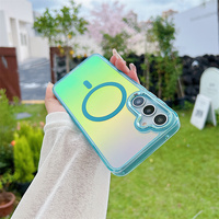 Coque de téléphone translucide colorée dégradée pour Samsung A57 A37 A16 A36, compatible avec le chargement sans fil, magnétique et antichoc pour iPhone 17