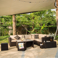 Ensemble de canapés de jardin en rotin tressé avec structure en aluminium, style nordique, mobilier d'extérieur durable pour cour, canapé sectionnel