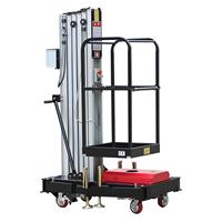 Plateforme de travail aérienne monopersonnelle stable avec stabilisateurs pivotants, hauteur de travail 8m-12m, charge 130kg, hauteur de levage 1.99m, batterie 12V pour installation et maintenance aérienne