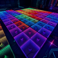 Piste de danse magnétique portable 3D, éclairage LED pour DJ, scène de danse interactive, dalles de piste de danse LED pour mariage