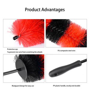 Kit de brosses de nettoyage pour jantes de voiture, produits de lavage de pneus, brosses pour roues, outils de nettoyage automobile - Product Image 4