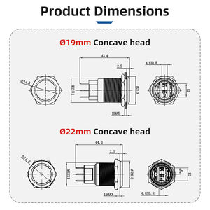 中国IP67 19毫米22毫米10A工业机械金属电源控制按钮瞬时闭锁开关 - Product Image 5