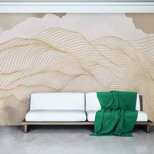 Индивидуальные современные золотые Настенные обои, Настенные обои, искусство, абстрактные золотые линии, Настенные обои, обои, фотообои, фотообои из папье, для продажи - Product Image 1