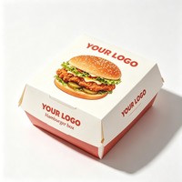 Caja de Embalaje de Alimentos de Primera Calidad para Comida Rápida, Caja de Papel Kraft para Llevar Hamburguesas, Pollo Frito, Pizza, Hamburguesas, con Tapa Abatible