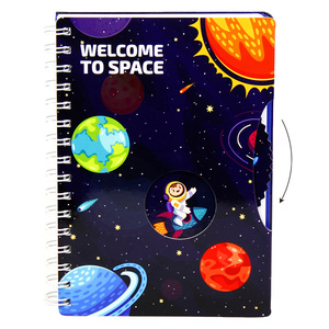 Cuaderno en espiral educativo duradero A5 para niños y adolescentes, cubierta giratoria, rueda emocional, diseño de exploración espacial, tema Adopt Me Dog - Product Image 5