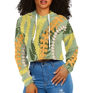 Abbigliamento Drop Shipping donna personalizzato Aloha hawaiana Maile e Mokihana stampa donna felpa con stampa ombelico su richiesta - Product Image 2