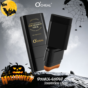 O'CHEAL Base de Maquillaje de Doble Punta para Halloween, Acabado Mate, Resistente al Agua, Control de Grasa, Larga Duración, con Brocha Integrada, Maquillaje de Pintura Facial Negra - Product Image 1