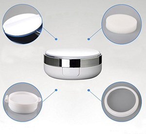 Empty Round Buckle <b>Compact</b> Container Black Matte Loose <b>Powder</b> Box for Eyeshadow Blush Highlighting Contouring with Mirror Puff - Product Image 3