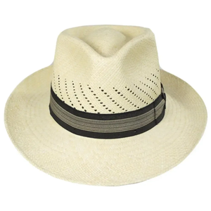 Chapeau Fedora en paille Panama respirant et ventilé avec bande décorative, large bord, chapeau de soleil d'été pour hommes et femmes - Product Image 2