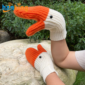 Unisex Winter Warm 3d Swan Design Knit <b>Gloves</b> Cute Contrast Color Elastic <b>Mittens</b> Autumn Winter Unisex Coldproof Warm <b>Gloves</b> - Product Image 1