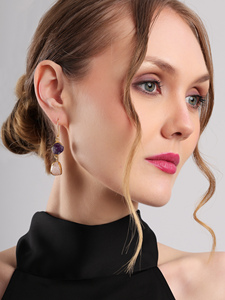 Twilight Bloom Gemstone Earrings Dual Stone <b>Raw</b> <b>Crystal</b> Drop Earrings Nature Inspired Handmade Jewelry Gift for Women - Product Image 3