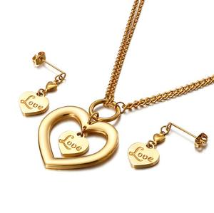 Plaqué or amour coeur forme 316l en acier inoxydable <span class=keywords><strong>bijoux</strong></span> ensembles de <span class=keywords><strong>bijoux</strong></span> - Product Image 1