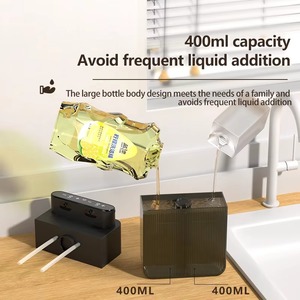 Distributeur de savon moussant automatique sans contact à double tête rechargeable par USB 400ml+400ml, écologique, sur pied, pour usage hôtelier - Product Image 5