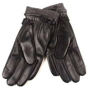 Gants d'hiver pour hommes en cuir de mouton noir, écran tactile, chauds - Product Image 4