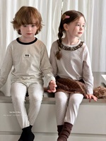Ensemble de vêtements de nuit respirants pour enfants, 95,5% coton, 4,5% élasthanne, pyjamas confortables à manches longues, vêtements de maison, OEM personnalisé