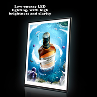 Cadre en aluminium en gros, éclairage LED photo, verre trempé, boîte à lumière ultra-mince, éclairage LED publicitaire, lampe d'affichage, support d'affiche