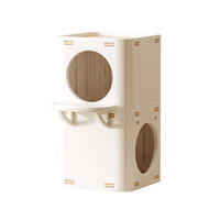 Maison pour chat de luxe en bois massif, arbre à chat pliable avec griffoir pour toutes les saisons