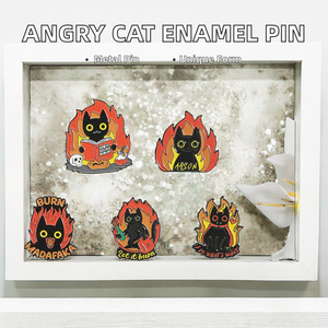 Broche en émail 'Angry for' motif flamme et animal, badge de revers pour la Fête des Pères, la remise des diplômes, le Nouvel An, cadeau - Product Image 2