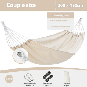 Hamaca Doble Antivuelco para Exteriores <span class=keywords><strong>con</strong></span> Postes <span class=keywords><strong>de</strong></span> <span class=keywords><strong>Madera</strong></span> Curvados, Diseño Colorblock, Capacidad para 2 Personas, Capacidad <span class=keywords><strong>de</strong></span> Peso <span class=keywords><strong>de</strong></span> 200 kg, Uso en Todas las Estaciones - Product Image 2