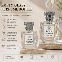 Flacon de parfum de luxe unique et élégant, 30ml 100ml, faible MOQ, avec boîte, design cristal, pour cosmétiques liquides et fragrances