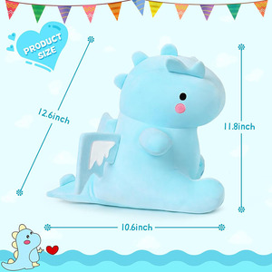 Peluche Dinosauro Blu Carino con Viso Paffuto e Coda Corta, Regalo di Compleanno per Bambini, Morbido Peluche Dinosauro - Product Image 4