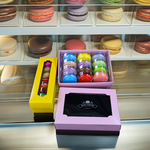 Caja de regalo de macarrón personalizada de alta calidad, laminado mate en relieve, caja rígida de marfil personalizada para embalaje de alimentos, logotipo personalizado - Product Image 2