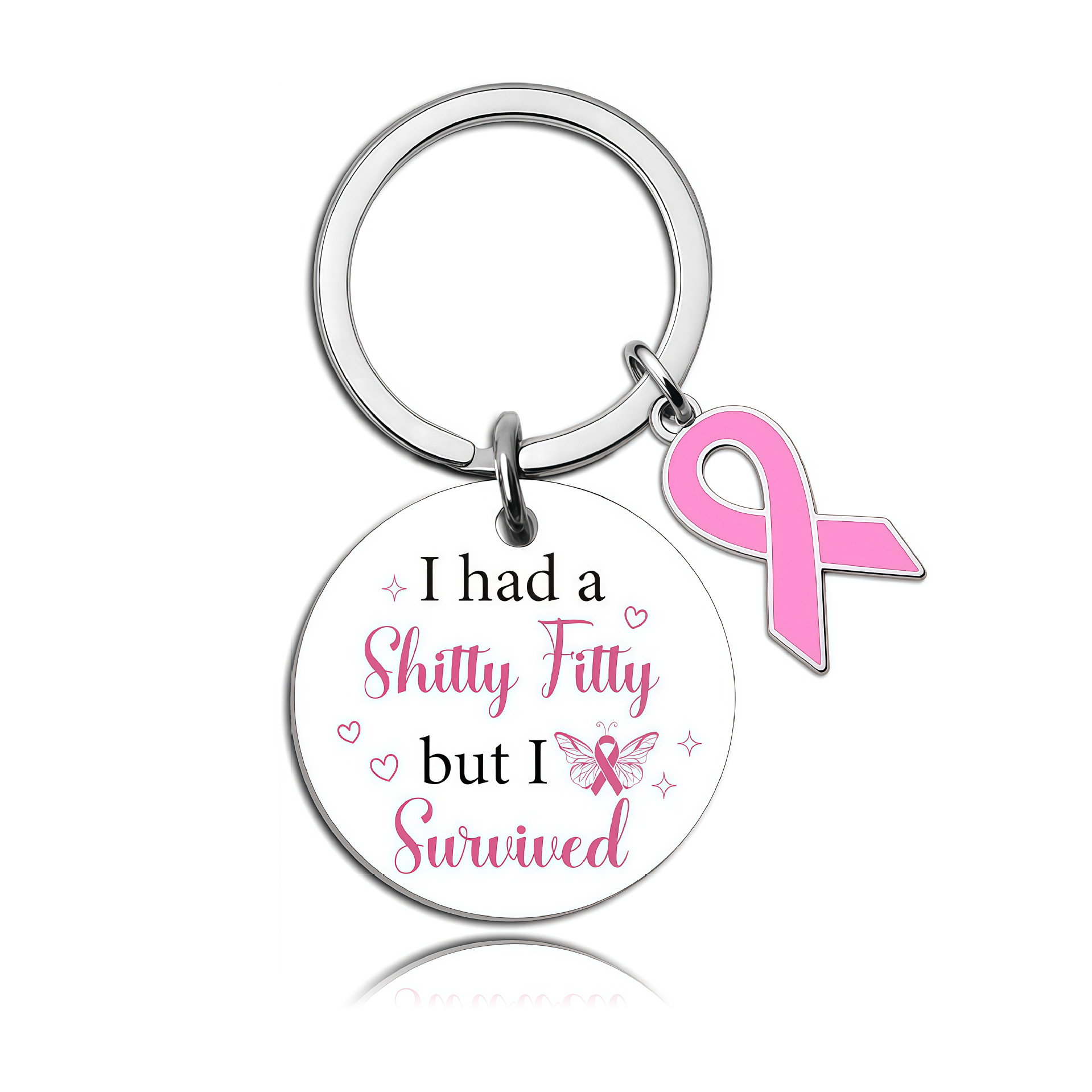 Steel-colored round keychain -2