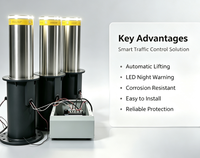 Borne de sécurité électrique escamotable, en acier inoxydable 304, avec détecteur de boucle et télécommande, éclairage LED pour allées et parkings