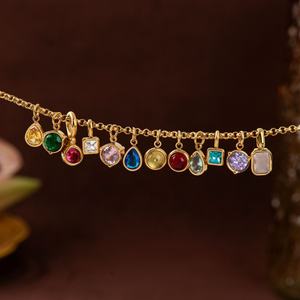 Collar con colgante de 12 piedras de nacimiento de acero inoxidable, cadena suelta básica DIY, con protección de color oro de 18K al vacío, dijes de moda - Product Image 3