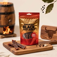 Sacs de viande séchée de bœuf résistants à l'humidité et à la graisse, pochette à fermeture éclair avec ouverture à la déchirure, collations à la viande fumée