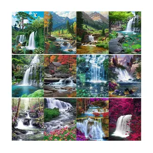 Diy 5d Pintura Diamante Cachoeira Paisagem Kits Full Drill Canvas Art Diamante Bordado Natureza Cenário