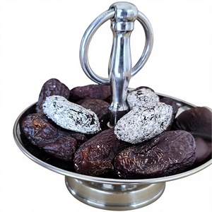 Cuenco de acero inoxidable para servir dátiles con pedestal y asa de anillo, elegante bandeja para frutas secas para decoración de mesa y hospital, ideal para Ramadán. - Product Image 5