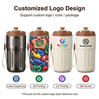 Mug isotherme à double paroi en acier inoxydable 316 SS avec affichage LED de la température, logo personnalisé, et boîte blanche.