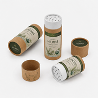 Emballage en tube de papier personnalisé, tube de papier kraft écologique avec bouchon à secoueur pour herbes et épices biologiques