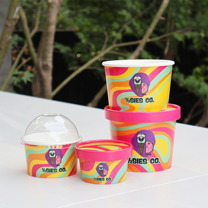 Gobelets à glace en papier bon marché avec couvercle, design logo, contenants jetables pour crème glacée - Product Image 2