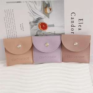 Jinsky 8*8cm sacs à bijoux personnalisés boucles d'oreilles collier anneaux pochette d'emballage de bijoux en cuir Pu avec Logo personnalisé - Product Image 3