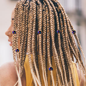 Perles en plastique obsidienne pour tresses colorées, grand trou unique, accessoire coloré en vrac, extension de cheveux électro-plaquée - Product Image 5