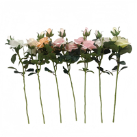 Roses artificielles à tige unique de haute qualité, toucher réel, multicolores, branches de fleurs en soie pour bouquet de mariée, centres de table