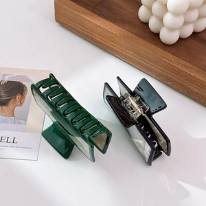 กิ๊บติดผมทำมือจากกรดอะซิติก สีเข้ากัน กิ๊บหนีบผมทรงสี่เหลี่ยม ดีไซน์หรูหรา สไตล์เรโทร - Product Image 3