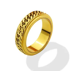 HYH Панк 18k Золотая цепь из нержавеющей стали кольцо ювелирные изделия для мужчин и женщин