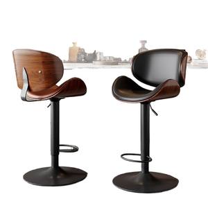 Kursi Bar Kulit dengan Tinggi yang Dapat Disesuaikan, Fungsi Putar, Desain Minimalis Modern, Sandaran, untuk Penggunaan di Rumah, Meja Resepsionis, Kursi Bar Tinggi - Product Image 2