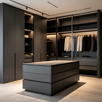 Armoire YALIG pliable résistante à l'humidité pour chambre/salon, avec portes coulissantes en verre, panneaux MDF, organisateur de vêtements
