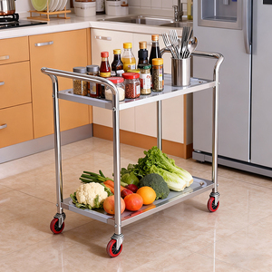 스테인리스 스틸 친환경 맞춤형 사이즈 호텔 트롤리 / 레스토랑 다이닝 카트 2단 상업용 주방 장비 - Product Image 5