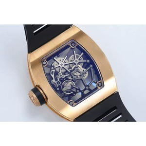 Reloj mecánico automático de oro rosa, esqueletizado, resistente al agua, con diseño de logotipo OEM. - Product Image 5