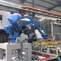 Station de travail robotisée entièrement automatique pour la palettisation des briques, bras d'empilage intégré, spécialement conçu pour les lignes de production de briques en argile frittée