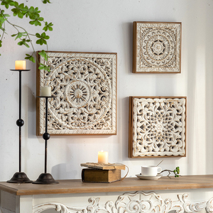 Living Room High Quality Farmhouse Decor Handmade White Retro Hanging Ornament Rustic Wood Wall Decoration