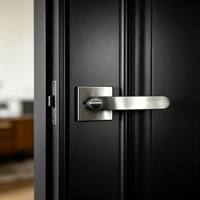 Serrure de porte à levier carré en acier inoxydable sans clé, avec rosette et trois barres, pour salle de bain et chambre à coucher