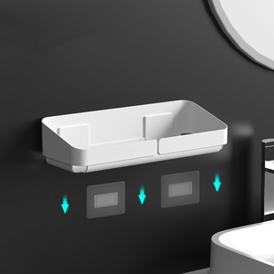 Étagère <span class=keywords><strong>de</strong></span> rangement murale pour cosmétiques pour salle <span class=keywords><strong>de</strong></span> bain, étagère en plastique pour toilette et douche - Product Image 3